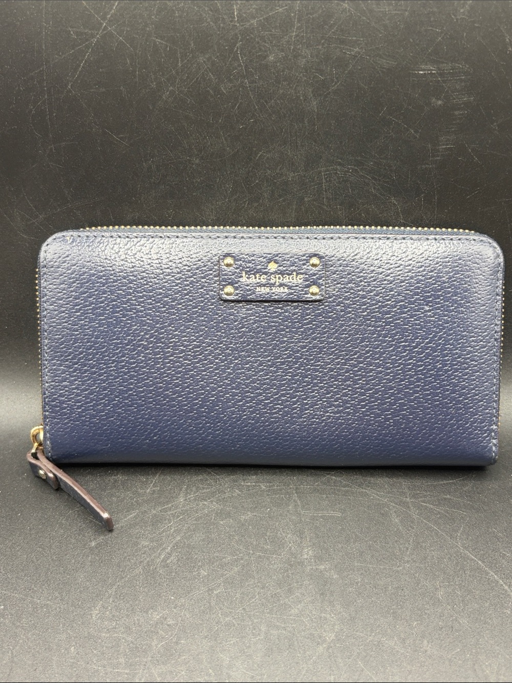 Kate Spade New York Neda Wellesley Blue Leather Zippered Wallet Accessory